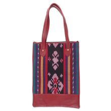Load image into Gallery viewer, Handcrafted Jepara Ikat Leather Accent Cotton Shoulder Bag - Jepara Weave | NOVICA
