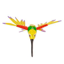 Load image into Gallery viewer, Copal Wood Yellow Colorful Alebrije Hummingbird Ornament - Fanciful Flutter in Yellow | NOVICA

