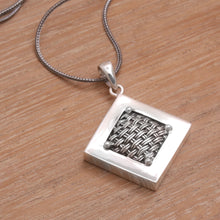 Load image into Gallery viewer, Woven Sterling Silver Diamond Shaped Pendant Necklace - Weaving Ketupats | NOVICA
