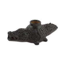 Load image into Gallery viewer, Handcrafted Ceramic Crocodile Decorative Vessel - Cafe Crocodile | NOVICA
