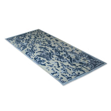 Load image into Gallery viewer, Blue and Grey Floral Wool Area Rug (5x8) from India - Blue Majestic Garden | NOVICA
