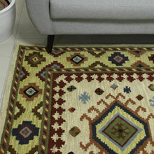 Load image into Gallery viewer, Hand-Tufted Geometric Wool Area Rug (5x8) from India - Heritage and Style | NOVICA
