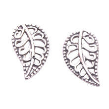 Load image into Gallery viewer, Balinese Leaf Shaped Sterling Silver Drop Earrings - Leafy Wonder | NOVICA
