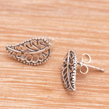 Load image into Gallery viewer, Balinese Leaf Shaped Sterling Silver Drop Earrings - Leafy Wonder | NOVICA
