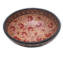 Load image into Gallery viewer, Floral Motif Batik Wood Decorative Bowl from Bali - Lok Chan Flowers | NOVICA
