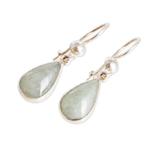Load image into Gallery viewer, Drop-Shaped Jade Dangle Earrings in Apple Green - Apple Green Tears | NOVICA
