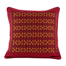 Load image into Gallery viewer, Red Cotton Cushion Cover with Geometric Motifs - Sacred Shapes | NOVICA
