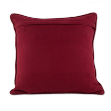 Load image into Gallery viewer, Red Cotton Cushion Cover with Geometric Motifs - Sacred Shapes | NOVICA
