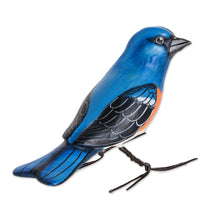 Load image into Gallery viewer, Ceramic Figurine of a Lazuli Bunting Bird from Guatemala - Lazuli Bunting | NOVICA
