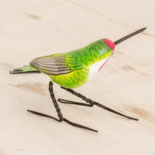 Load image into Gallery viewer, Handcrafted Red-Headed Anna's Hummingbird Ceramic Figurine - Anna's Hummingbird | NOVICA
