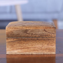 Load image into Gallery viewer, Mango Wood with Brass Dot Inlay Decorative Hinged-Lid Box - Refined Symmetry | NOVICA
