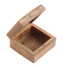 Load image into Gallery viewer, Mango Wood with Brass Dot Inlay Decorative Hinged-Lid Box - Refined Symmetry | NOVICA
