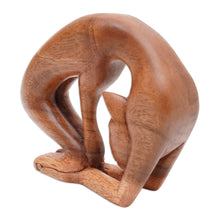 Load image into Gallery viewer, Hand-Carved Suar Wood Cat Yoga Pose Sculpture from Bali - Setu Bandha Sirsasana Kitty | NOVICA
