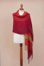 Load image into Gallery viewer, Hand Woven Striped Alpaca Blend Shawl from Peru - Sunset Celebration | NOVICA

