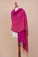 Load image into Gallery viewer, Hand Woven Fuchsia Alpaca Blend Shawl from Peru - Fuchsia Fiesta | NOVICA
