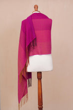 Load image into Gallery viewer, Hand Woven Fuchsia Alpaca Blend Shawl from Peru - Fuchsia Fiesta | NOVICA
