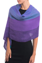 Load image into Gallery viewer, Hand Woven Striped Alpaca Blend Shawl from Peru - Serene Radiance | NOVICA
