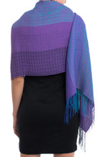 Load image into Gallery viewer, Hand Woven Striped Alpaca Blend Shawl from Peru - Serene Radiance | NOVICA
