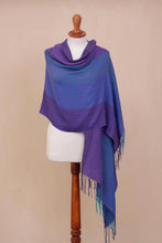 Load image into Gallery viewer, Hand Woven Striped Alpaca Blend Shawl from Peru - Serene Radiance | NOVICA
