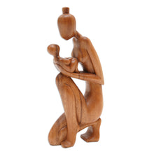 Load image into Gallery viewer, Hand-Carved Suar Wood Newborn Wonder Motherhood Sculpture - Newborn Wonder | NOVICA
