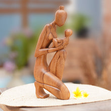 Load image into Gallery viewer, Hand-Carved Suar Wood Newborn Wonder Motherhood Sculpture - Newborn Wonder | NOVICA
