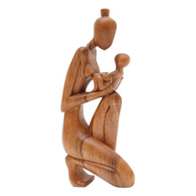 Load image into Gallery viewer, Hand-Carved Suar Wood Newborn Wonder Motherhood Sculpture - Newborn Wonder | NOVICA
