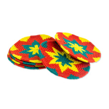 Load image into Gallery viewer, Vivid Colorful Starburst Cotton Crochet Coasters (Set of 6) - Vivid Starburst | NOVICA
