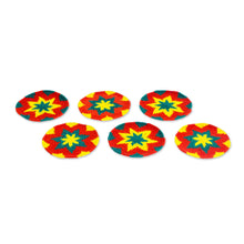 Load image into Gallery viewer, Vivid Colorful Starburst Cotton Crochet Coasters (Set of 6) - Vivid Starburst | NOVICA
