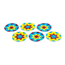 Load image into Gallery viewer, Multi-Color Starburst Cotton Crochet Coasters (Set of 6) - Festive Starburst | NOVICA
