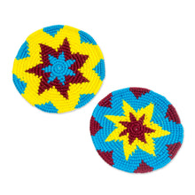 Load image into Gallery viewer, Multi-Color Starburst Cotton Crochet Coasters (Set of 6) - Festive Starburst | NOVICA

