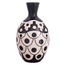 Load image into Gallery viewer, Black and Ivory Chulucanas Ceramic Decorative Vase from Peru - Desert Stair | NOVICA
