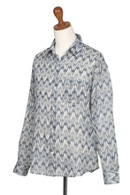 Load image into Gallery viewer, India Ikat Print Blue Cotton Men&#39;s Shirt with Long Sleeves - Ikat Stories | NOVICA
