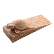 Load image into Gallery viewer, Distressed Baby Turtle Suar Wood Door Stopper from Bali - Distressed Baby Turtle | NOVICA
