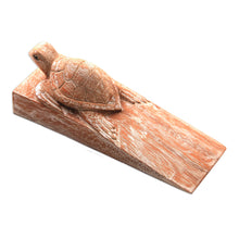 Load image into Gallery viewer, Distressed Baby Turtle Suar Wood Door Stopper from Bali - Distressed Baby Turtle | NOVICA
