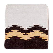 Load image into Gallery viewer, Ivory and Brown Fret Motif Handwoven Wool Cushion Cover - Fret Waves in Brown | NOVICA
