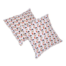 Load image into Gallery viewer, Pair of Contemporary Geometric Motif Cotton Cushion Covers - Cozy Afternoon | NOVICA
