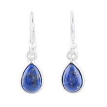 Load image into Gallery viewer, Lapis Lazuli and Sterling Silver Teardrop Dangle Earrings - Gentle Tear | NOVICA
