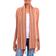 Load image into Gallery viewer, Shades of Brown Striped Handwoven Cotton Fringed Scarf - High Sierra | NOVICA
