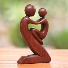 Load image into Gallery viewer, Suar Wood Father and Child Sculpture from Bali - Playful Father | NOVICA
