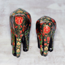 Load image into Gallery viewer, Floral Papier Mache Elephant Sculptures (Pair) from India - Maternal Connection | NOVICA
