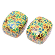 Load image into Gallery viewer, Leaf Motif Papier Mache and Wood Decorative Boxes (Pair) - Lovely Chinar | NOVICA
