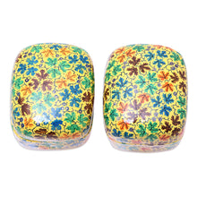 Load image into Gallery viewer, Leaf Motif Papier Mache and Wood Decorative Boxes (Pair) - Lovely Chinar | NOVICA
