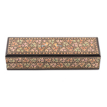 Load image into Gallery viewer, Leaf Motif Papier Mache and Wood Decorative Box - Chinar Forest | NOVICA
