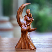 Load image into Gallery viewer, Romantic Suar Wood Sculpture from Bali - Romance on the Moon | NOVICA
