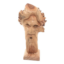 Load image into Gallery viewer, Hand-Carved Wood Portrait Sculpture from Bali - Blackbeard | NOVICA
