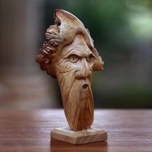 Load image into Gallery viewer, Hand-Carved Wood Portrait Sculpture from Bali - Blackbeard | NOVICA
