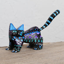 Load image into Gallery viewer, Hand-Painted Wood Alebrije Cat Figurine from Mexico - Nocturnal Cat | NOVICA
