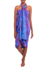 Load image into Gallery viewer, Bamboo Motif Batik Rayon Sarong from Bali - Twilight Bamboo | NOVICA
