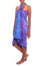 Load image into Gallery viewer, Bamboo Motif Batik Rayon Sarong from Bali - Twilight Bamboo | NOVICA
