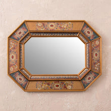 Load image into Gallery viewer, Floral Reverse-Painted Glass Wall Mirror from Peru - Colonial Majesty | NOVICA
